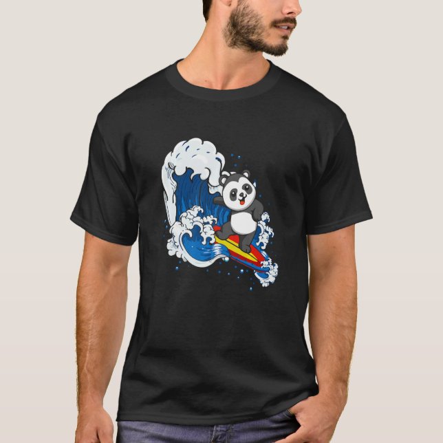 Zookeeping Surfing Wildlife Animal Panda Bear Surf T Shirt (Framsida)