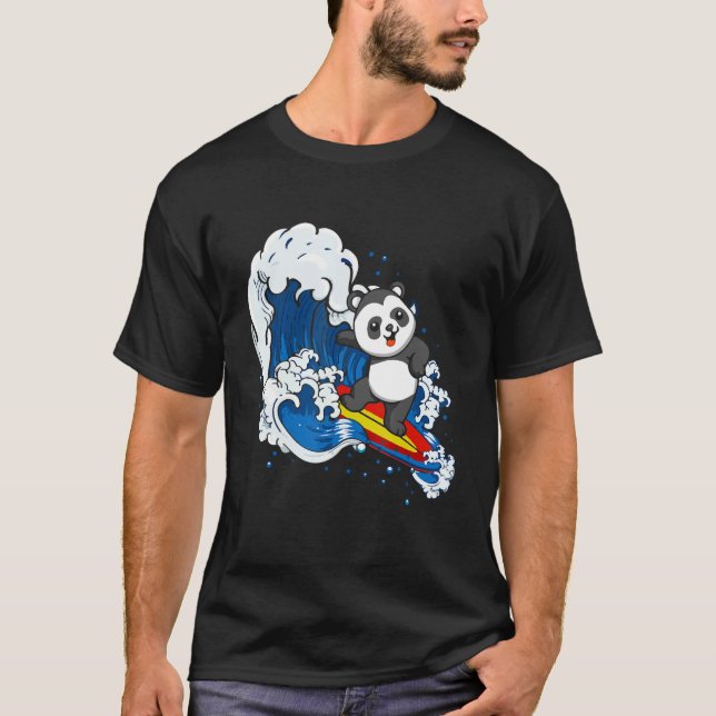 Zookeeping Surfing Wildlife Animal Panda Bear Surf T Shirt (Framsida)