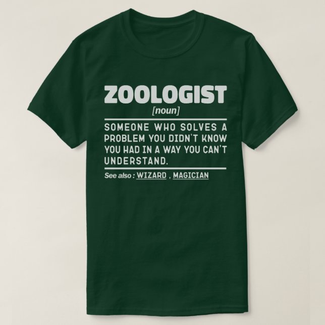 Zoolog Noun Deffinition Animal Care Scientist T Shirt (Design framsida)
