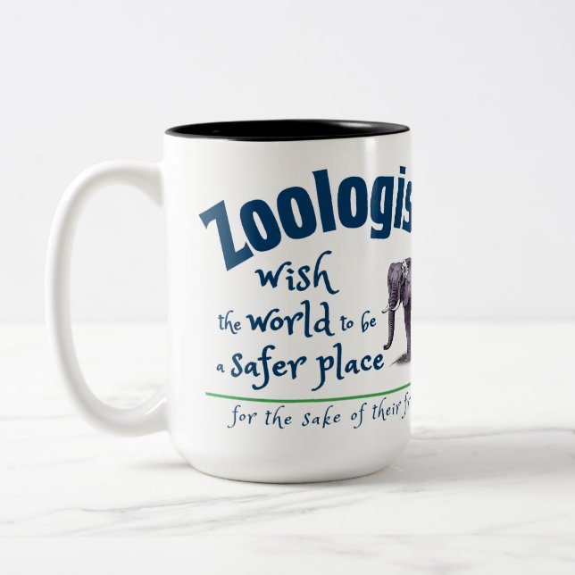 Zoologer vill att världen ska bli ett säkrare stäl Två-Tonad mugg (Vänster)