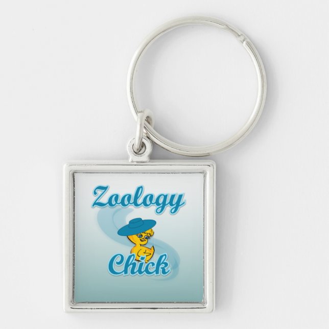 Zoologi, Chick nr 3 Fyrkantig Silverfärgad Nyckelring (Framsidan)