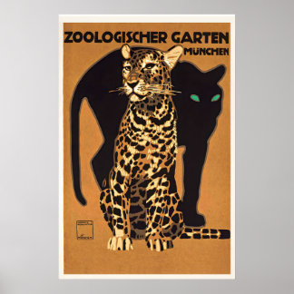 Zoologischer Garten München Svart panter anf Poster