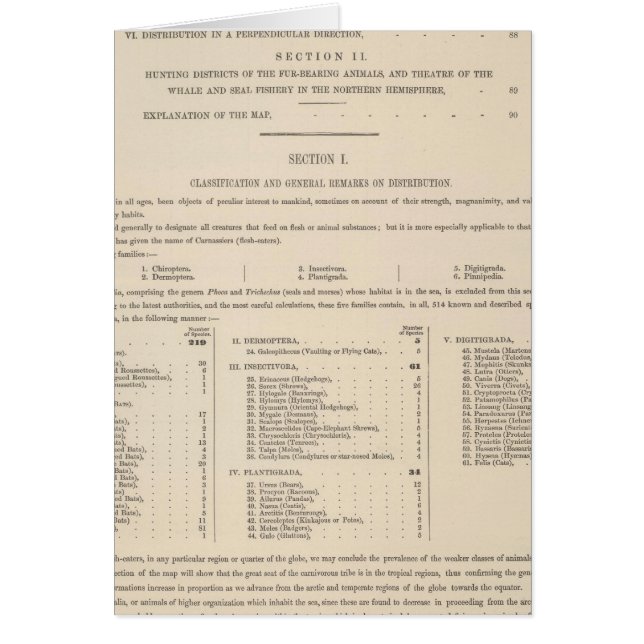 Zoologisk geografi Carnivora Hälsningskort (Framsidan)