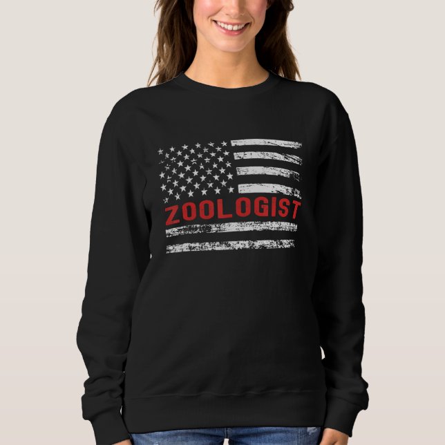 Zoologist USA Flag Profession Retro Job Title T Shirt (Framsida)
