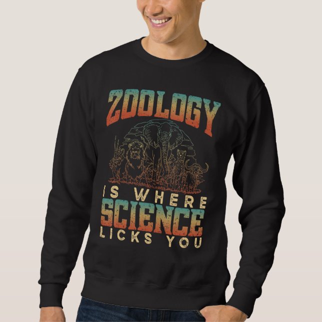 Zoology Is Where Science Licks You Animals Science Lång Ärmad Tröja (Framsida)