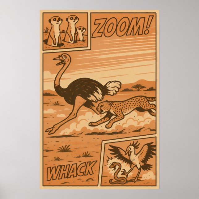 Zoom and Whack - African Savanna Action Tecknad Poster (Framsidan)
