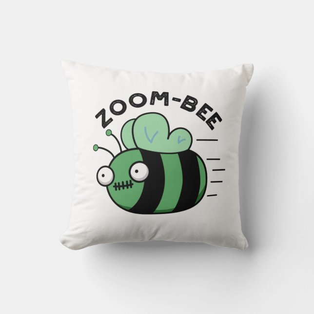 Zoom-bee Funny Halloween Zombie Bee Pun Kudde (Framsida)