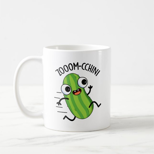 Zoom-cchini Funny Zucchini Pun Kaffemugg (Vänster)