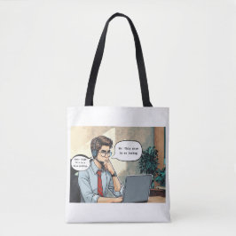 'Zoom Gloom' White Tote Bag Tygkasse