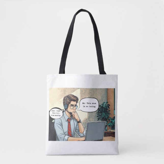 'Zoom Gloom' White Tote Bag Tygkasse (Framsida)