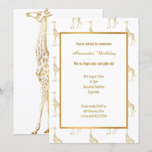 ZOOM THEMED GULD GIRAFFE BIRTHDAY-INBJUDAN INBJUDNINGAR