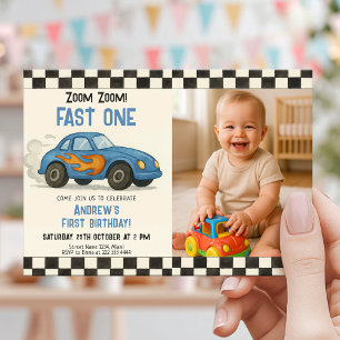Zoom Zoom Fast en födelsedag Inbjudningar