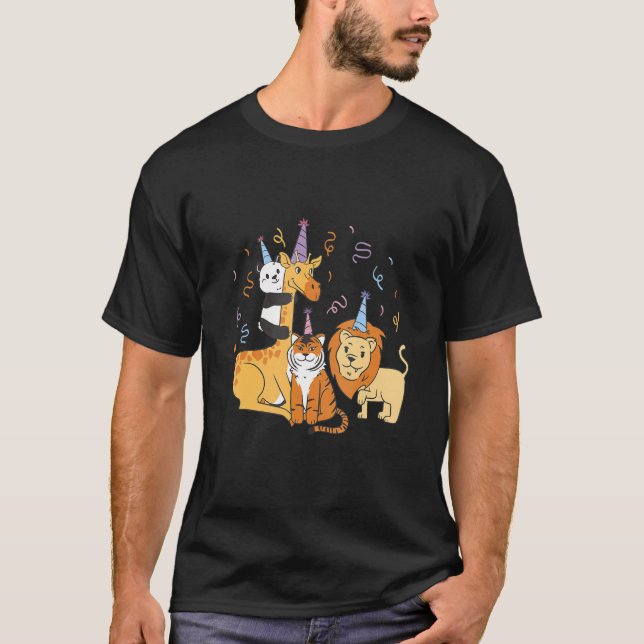 Zooma djur med Födelsedagsfest T Shirt (Framsida)