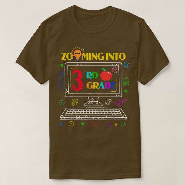 Zooma in i tredje Klass Back to school Virtuell On T Shirt (Design framsida)