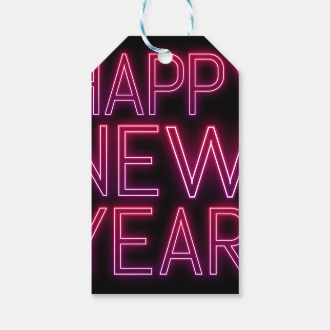 Zooma in Lila övertoning nytt år Presentetikett (Framsidan)