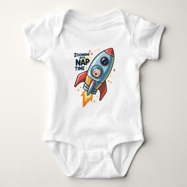 Zooma in till Nap Time - Cute Rocket Frakt T Shirt (Framsida)