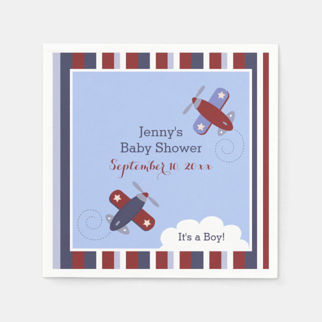 Zooma längs flygplanet Anpassade blöjor Pappersservett (Framsidan)