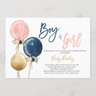 Zooma virtuell Gender visa party Inbjudningar