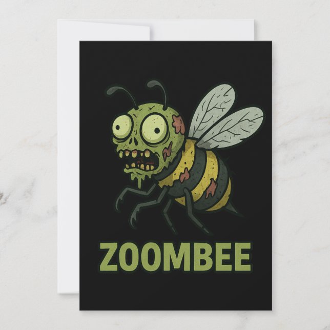 Zoombee – Rolig Zombiebi Cartoon-design Inbjudningar (Framsida)