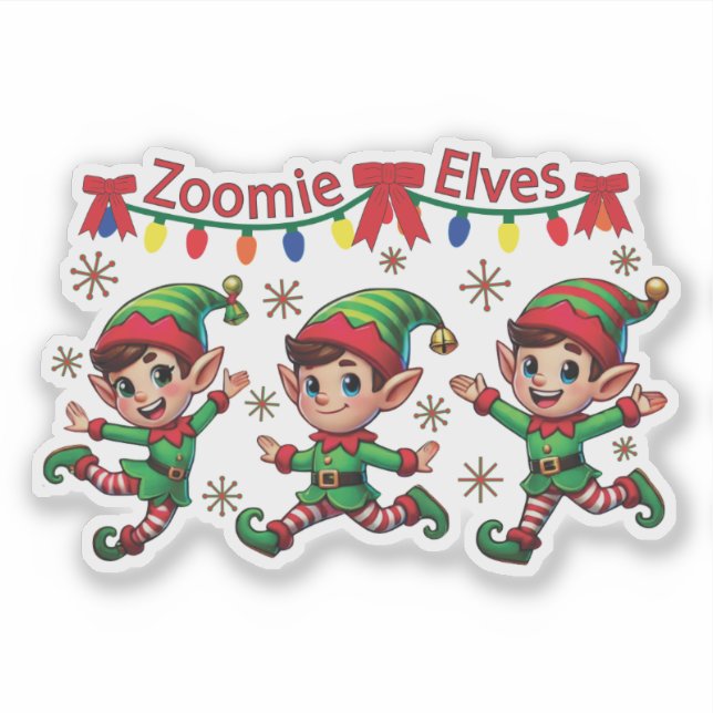 Zoomie Elves jul Klistermärken (Framsida)