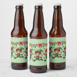 Zoomie Elves jul Ölflaska Etikett
