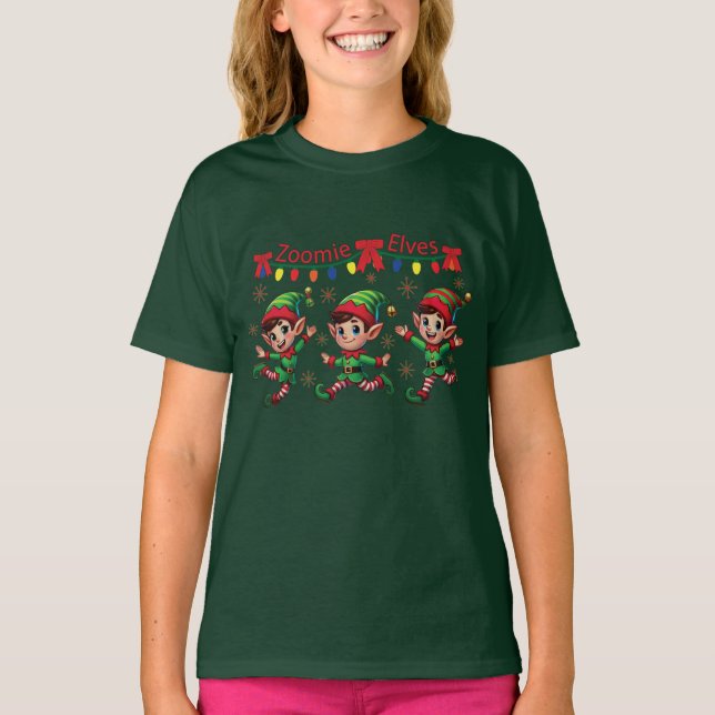 Zoomie Elves jul T Shirt (Framsida)