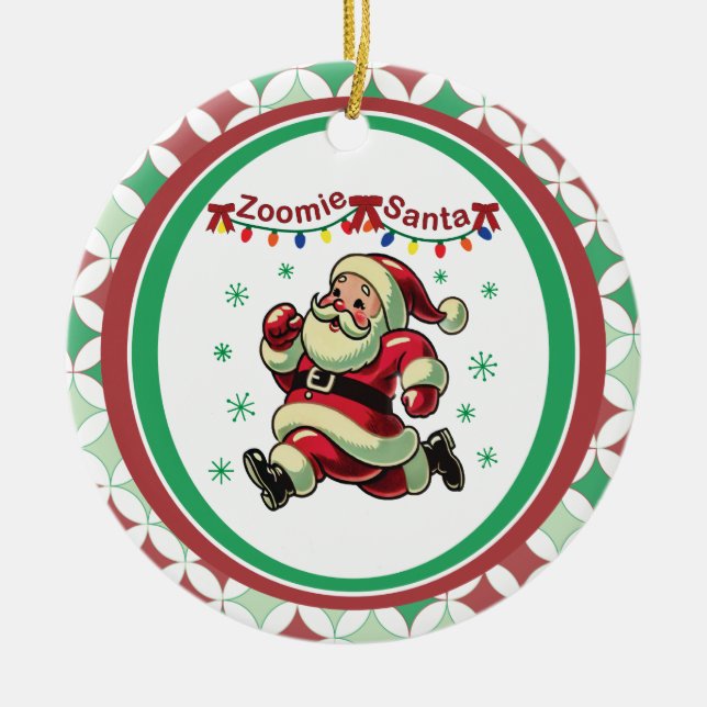 Zoomie Santa Christmas Julgransprydnad Keramik (Framsidan)