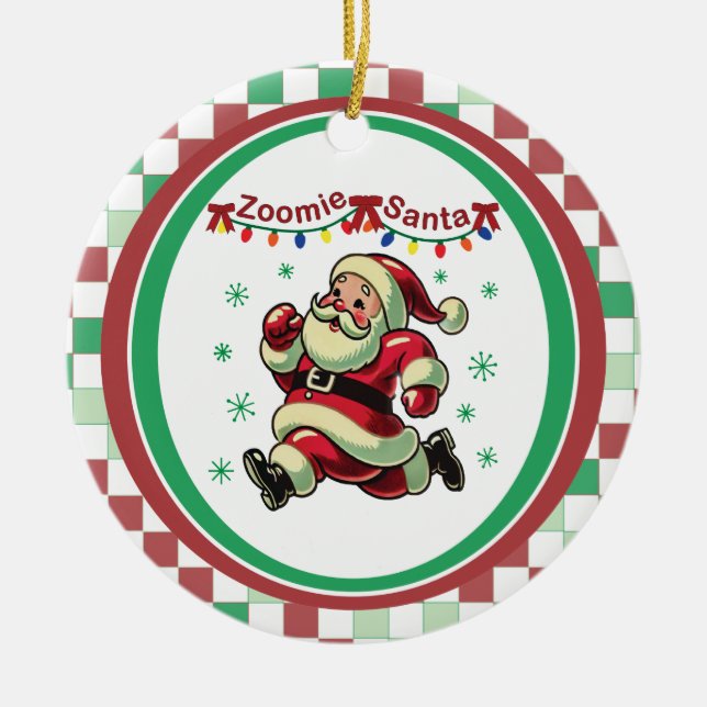 Zoomie Santa Christmas Julgransprydnad Keramik (Framsidan)