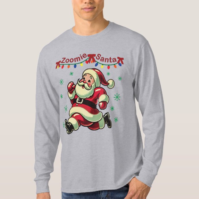 Zoomie Santa jul T Shirt (Framsida)