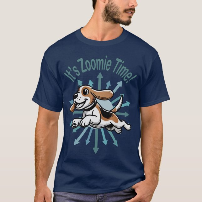 Zoomie Time Beagle T Shirt (Framsida)