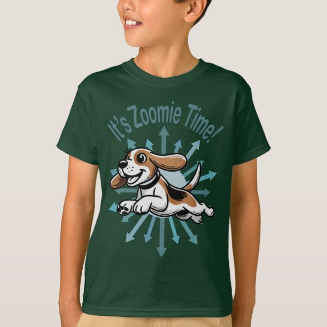 Zoomie Time Beagle T Shirt (Framsida)