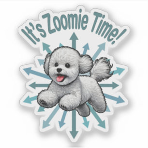 Zoomie Time Bichon Frise Klistermärken