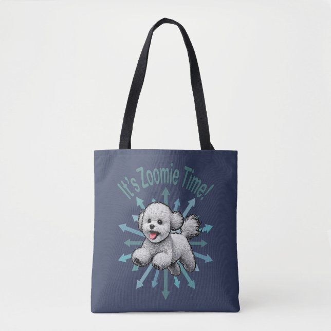 Zoomie Time Bichon Frise Tygkasse (Framsida)