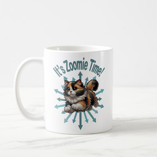 Zoomie Time Calico Cat Kaffemugg (Vänster)
