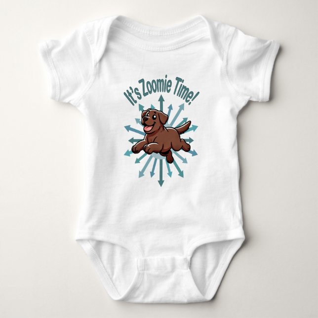 Zoomie Time Chocolate Lab T Shirt (Framsida)