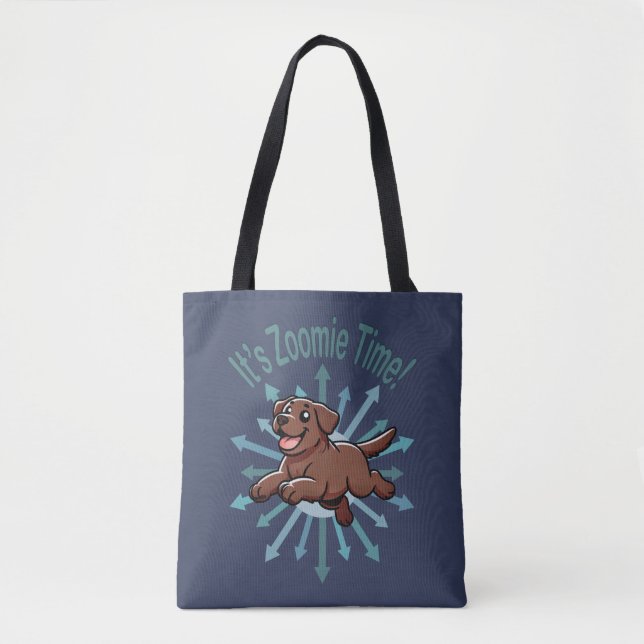 Zoomie Time Chocolate Lab Tygkasse (Framsida)