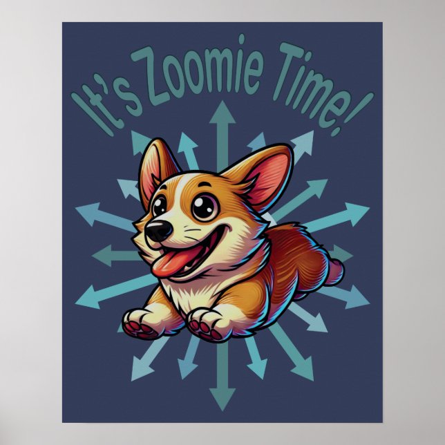 Zoomie Time Corgi Poster (Framsidan)