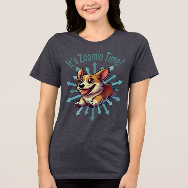 Zoomie Time Corgi T Shirt (Framsida)