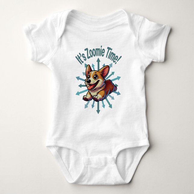 Zoomie Time Corgi T Shirt (Framsida)