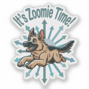 Zoomie Time German Shepherd Klistermärken