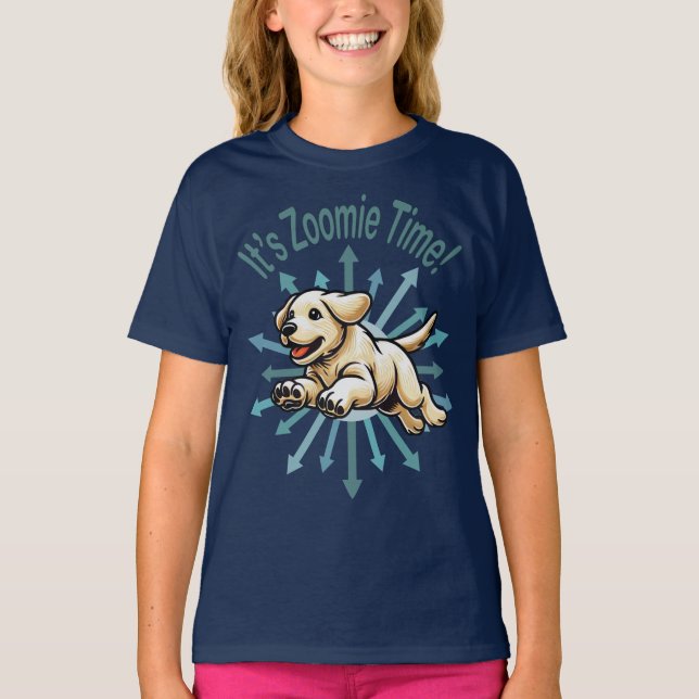 Zoomie Time Golden Lab T Shirt (Framsida)