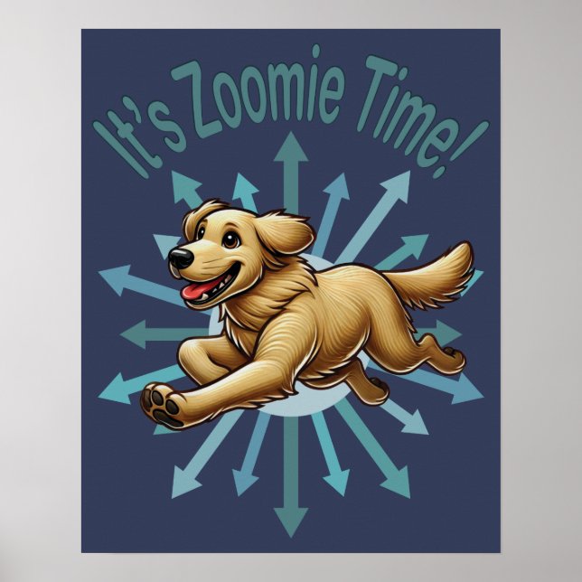 Zoomie Time Golden Retriever Poster (Framsidan)