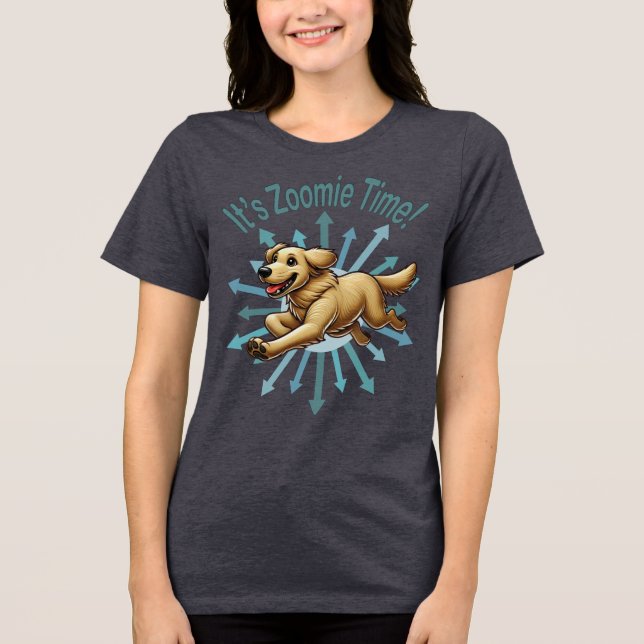 Zoomie Time Golden Retriever T Shirt (Framsida)