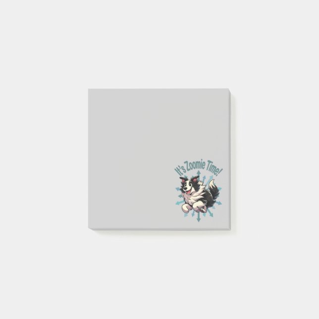 Zoomie Time Gräns Collie Post-it Block (Framsida)