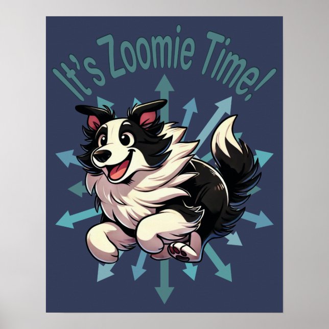 Zoomie Time Gräns Collie Poster (Framsidan)