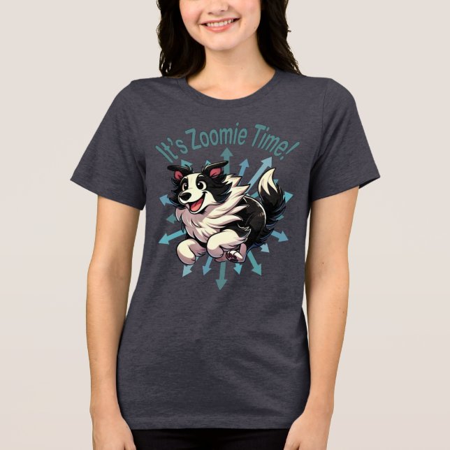 Zoomie Time Gräns Collie T Shirt (Framsida)