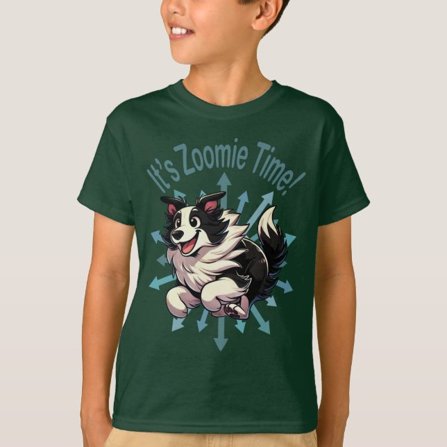 Zoomie Time Gräns Collie T Shirt (Framsida)
