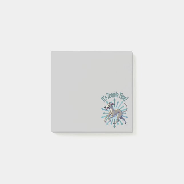 Zoomie Time Greyhound Post-it Block (Framsida)