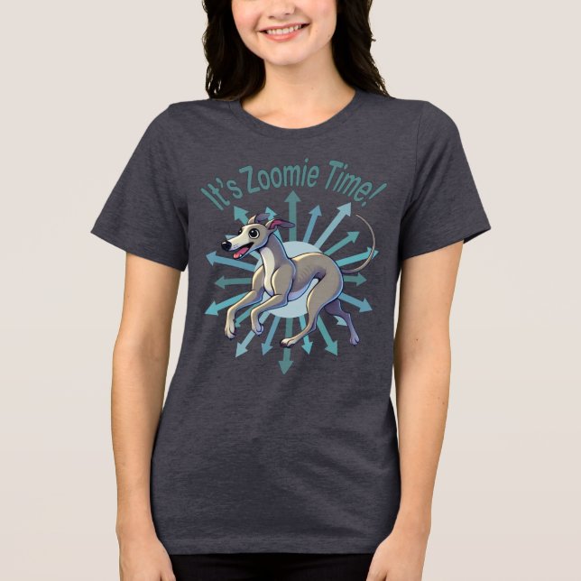 Zoomie Time Greyhound T Shirt (Framsida)