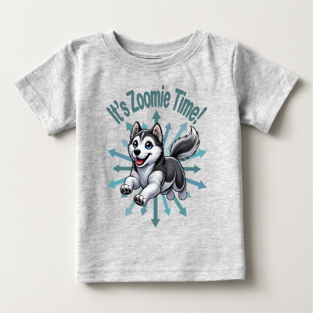 Zoomie Time Husky T Shirt (Framsida)